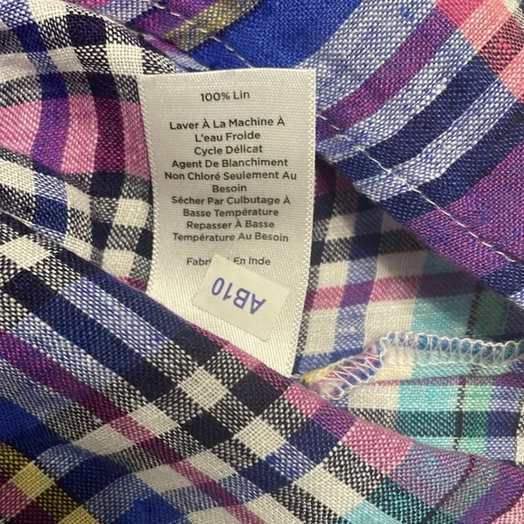 Talbots plaid linen top - Picture 5 of 5